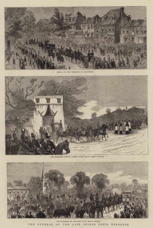 El Funeral del Difunto Príncipe Luis Napoleón (grabado) de English School