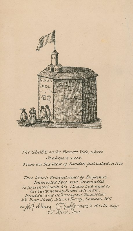 El Globo, Bankside, Londres, basado en una vista antigua de Londres publicada en 1579 de English School