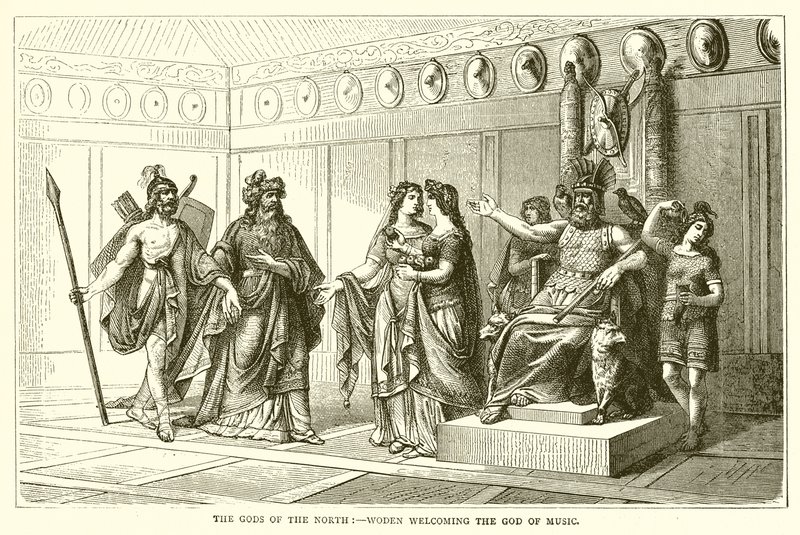 Los dioses del norte: Woden dando la bienvenida al dios de la música de English School