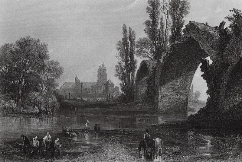 El puente gótico de Eudes, Tours (grabado) de English School
