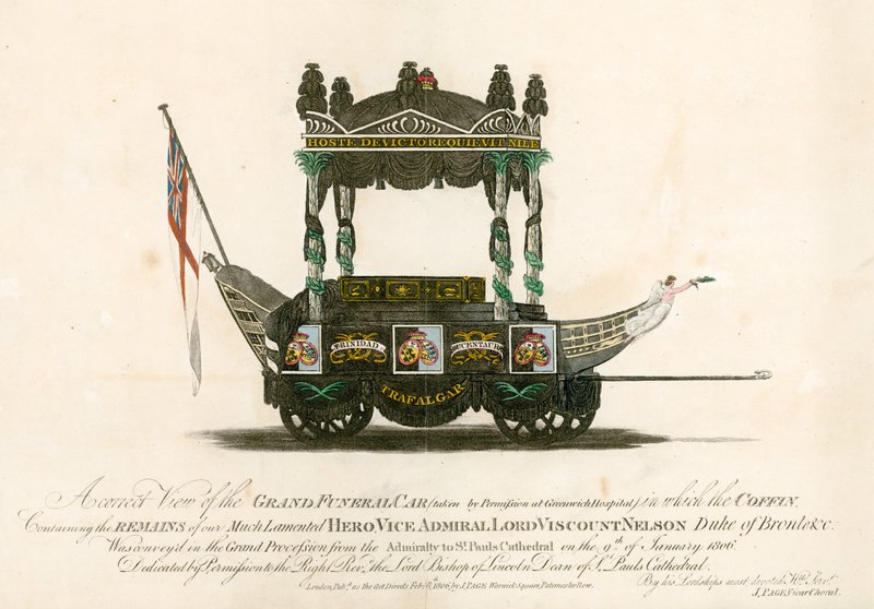 El gran coche fúnebre del Vicealmirante Lord Viscount Nelson de English School