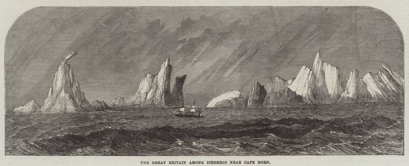 El Gran Bretaña entre icebergs cerca del Cabo de Hornos de English School