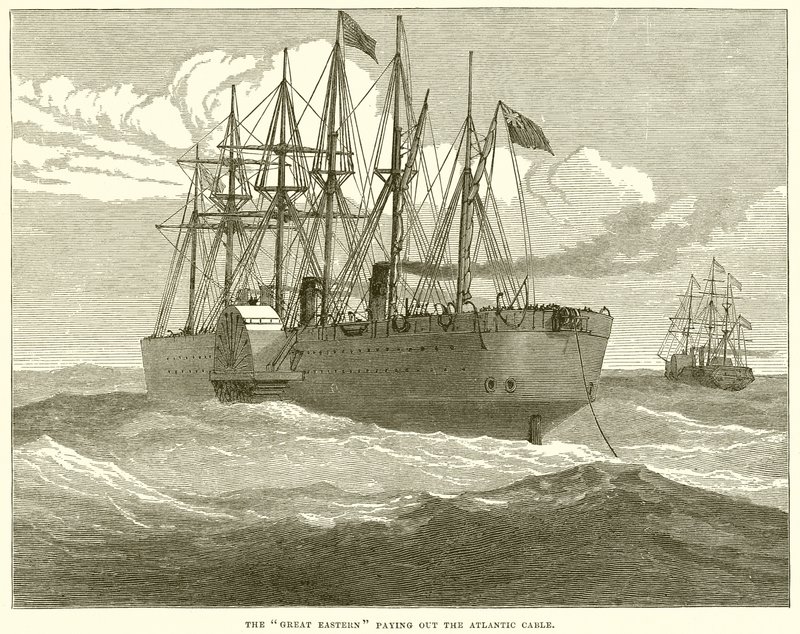 El Great Eastern desplegando el cable atlántico de English School