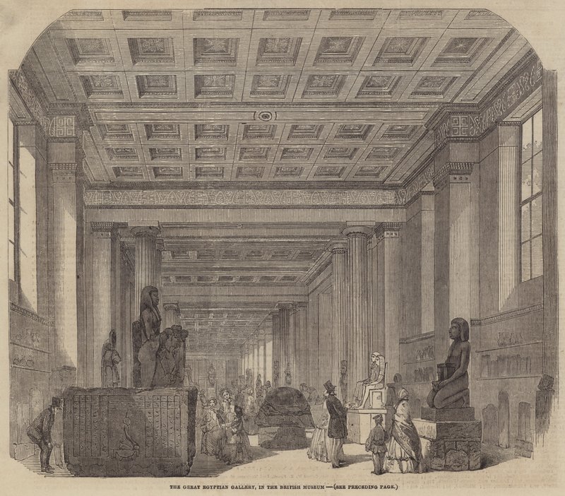 La Gran Galería Egipcia, en el Museo Británico (grabado) de English School