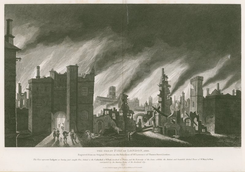 El Gran Incendio de Londres, 1666 de English School