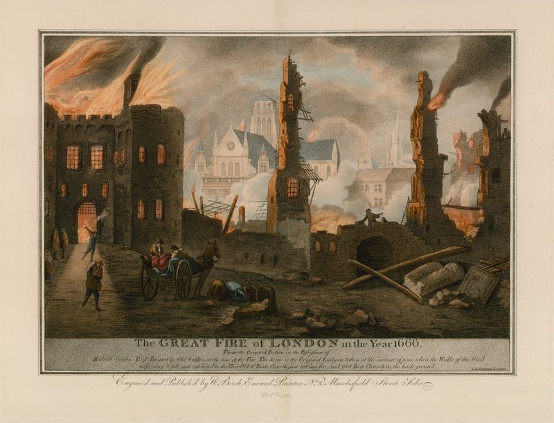El Gran Incendio de Londres en 1666 de English School