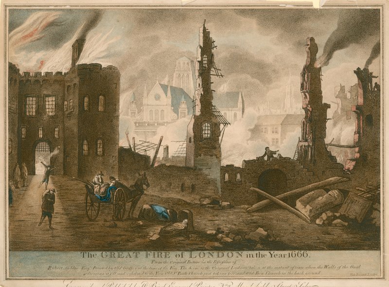 El Gran Incendio de Londres en el año 1666 de English School