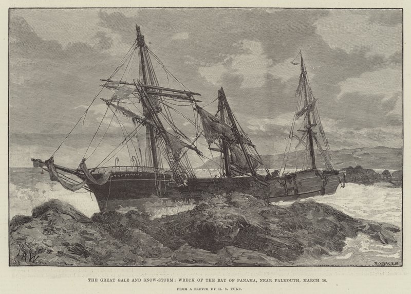 El Gran Temporal y Tormenta de Nieve, Naufragio de la Bahía de Panamá, cerca de Falmouth de English School