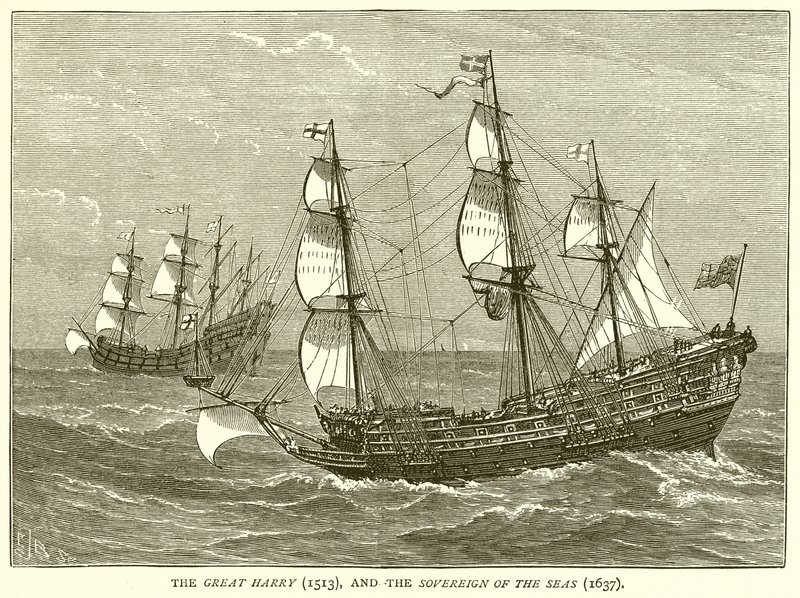 El Gran Harry (1513) y el Soberano de los Mares (1637) de English School