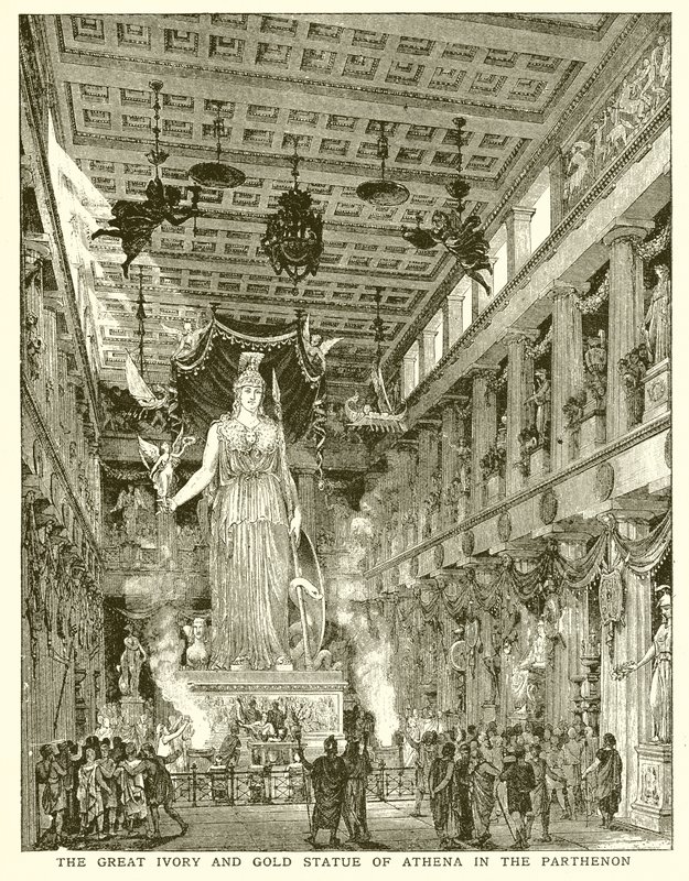 La gran estatua de marfil y oro de Atenea en el Partenón de English School