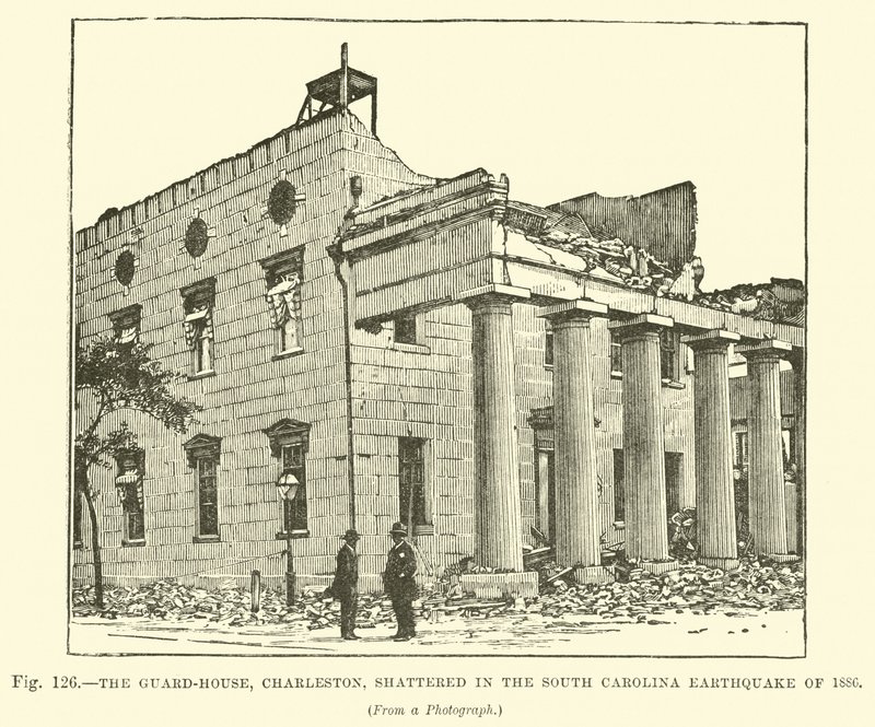 La Casa de Guardia, Charleston, destrozada en el Terremoto de Carolina del Sur de 1886 de English School