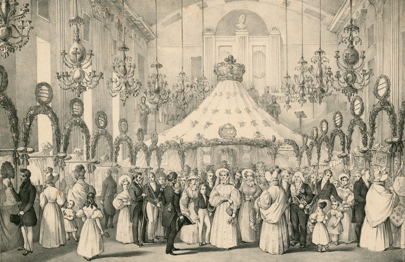 Las Salas de Hanover Square cuando la Reina Victoria hizo la vista privada de la feria de fantasía en ayuda de extranjeros en apuros, celebrada el 19 de junio de 1833 de English School