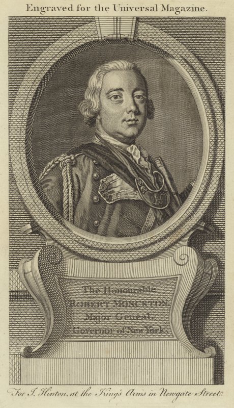 El Honorable Robert Monckton, Mayor General, Gobernador de Nueva York de English School