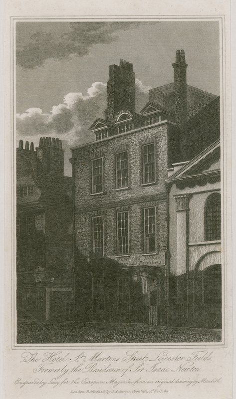 El Hotel, St Martins Street, Leicester Square, Londres; anteriormente la residencia de Sir Isaac Newton de English School