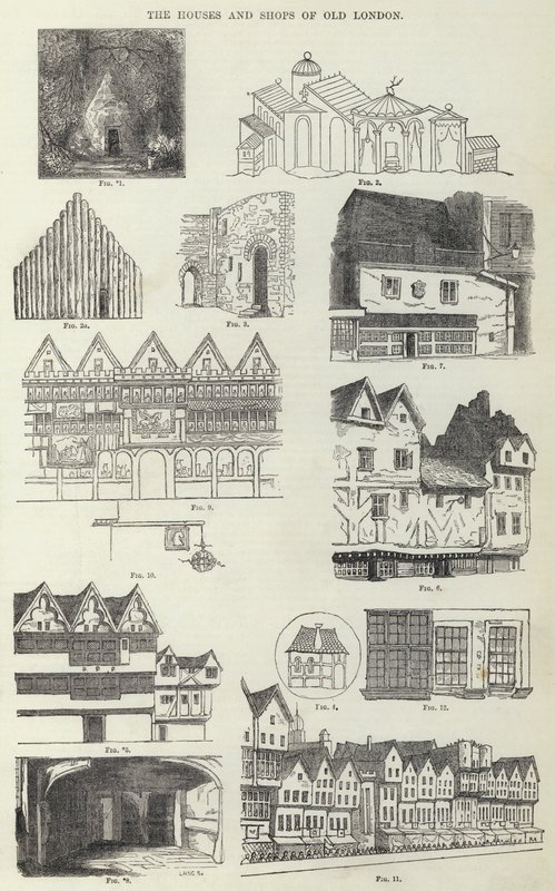 Las Casas y Tiendas del Viejo Londres (grabado) de English School