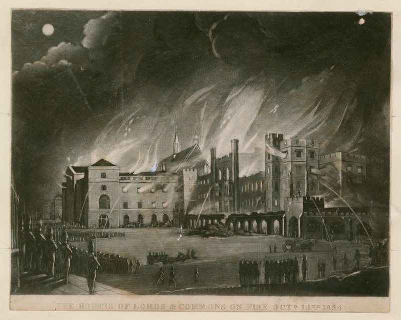 Las Casas de los Lores y los Comunes en Llamas, 16 de Octubre de 1834 de English School
