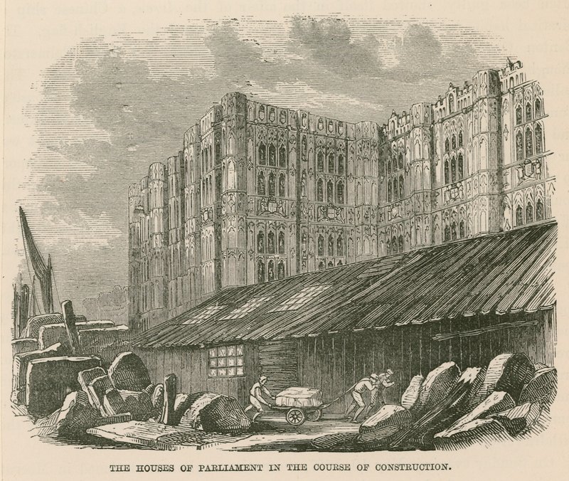 Las Casas del Parlamento en construcción de English School