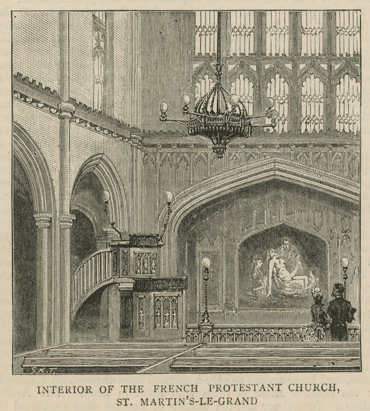 Los hugonotes en Inglaterra: Interior de la Iglesia Protestante Francesa, St Martins-le-Grand de English School