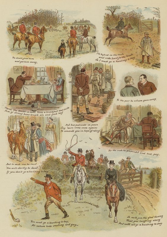El Día de la Caza (cromolitografía) de English School