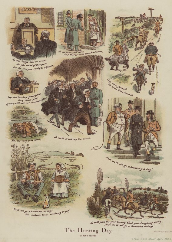 El día de la caza (cromolito) de English School