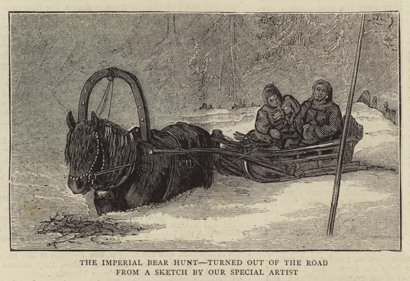 La Caza del Oso Imperial, sacado del Camino (grabado) de English School