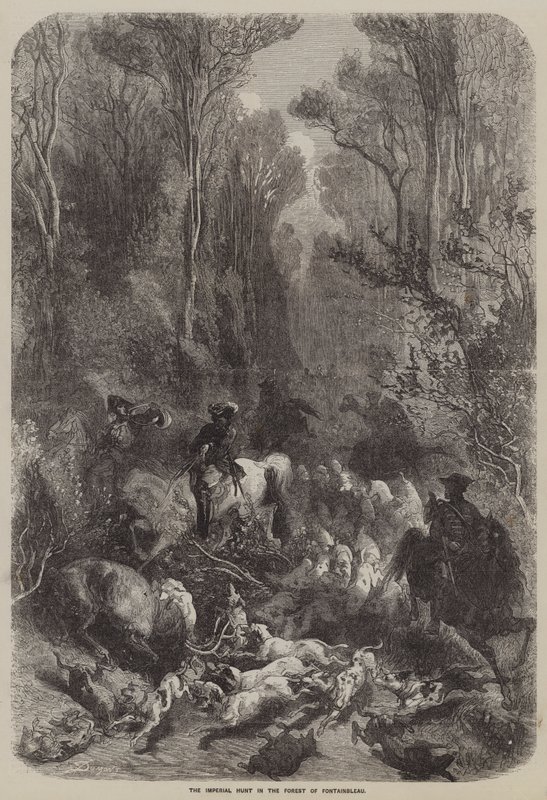 La caza imperial en el bosque de Fontainebleau de English School