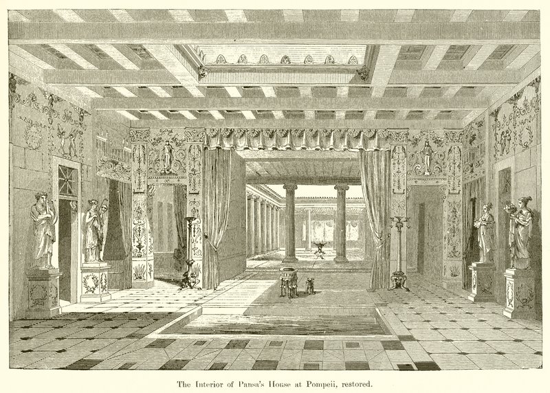 El interior de la casa de Pansa en Pompeya, restaurado de English School