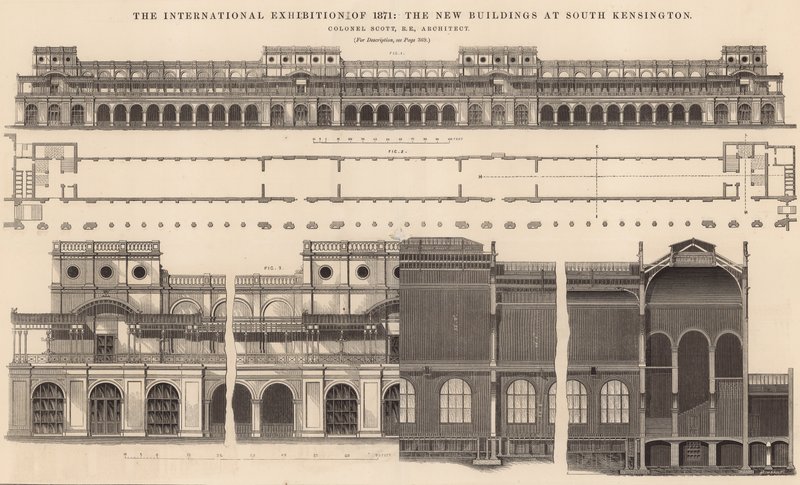La Exposición Internacional de 1871 - los nuevos edificios en South Kensington de English School