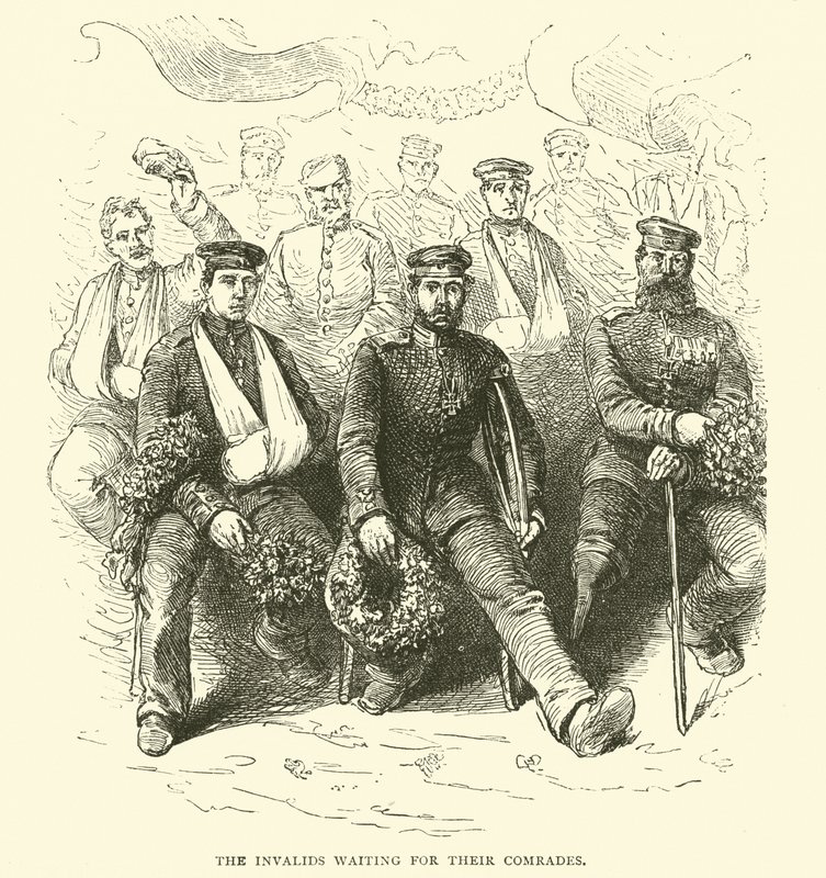 Los inválidos esperando a sus camaradas, 1871-2 de English School