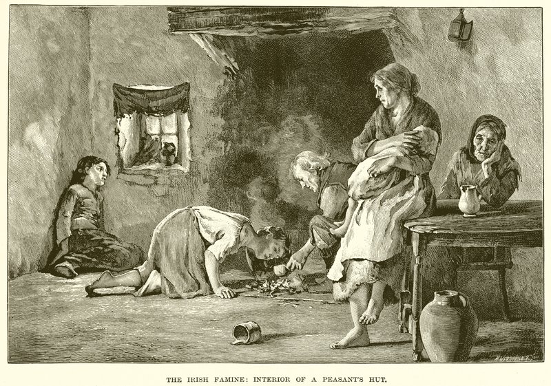 La familia irlandesa: interior de una cabaña campesina de English School