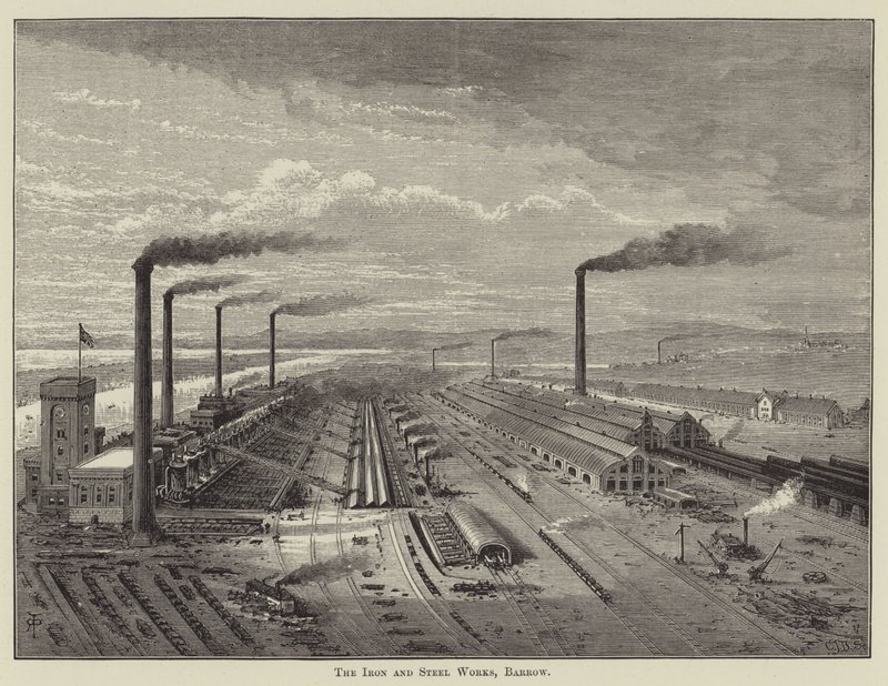 The Iron and Steel Works, Barrow (grabado) de English School