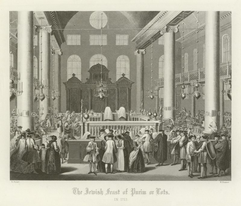 La fiesta judía de Purim, o suertes, 1712 de English School