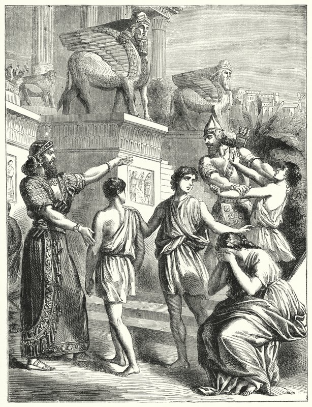 Los judíos en Babilonia (grabado) de English School