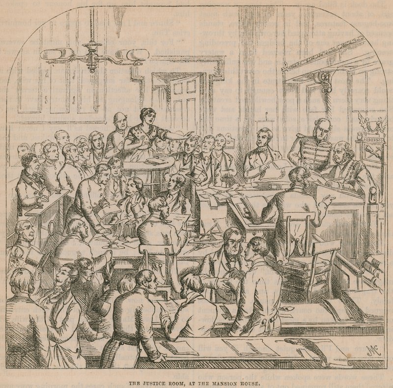 La sala de justicia en la Mansion House de English School