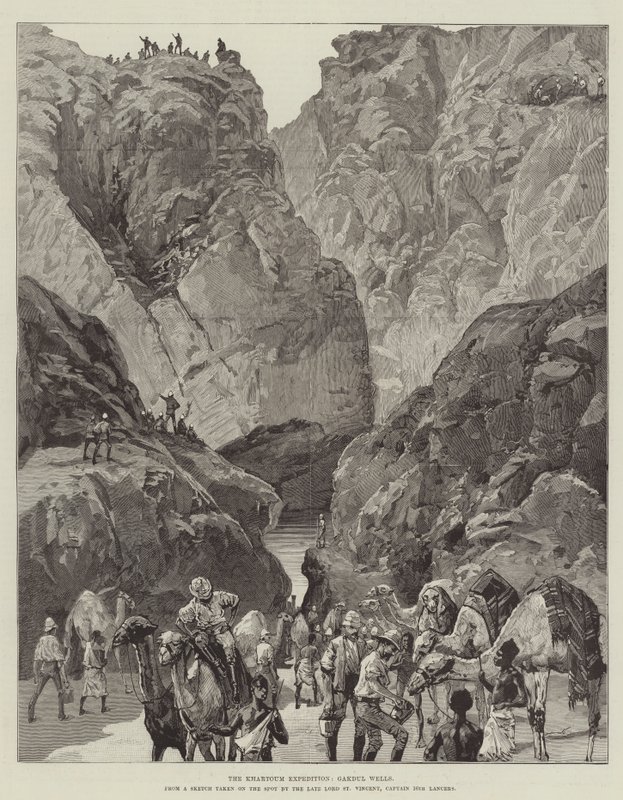 La Expedición de Jartum, Pozos de Gakdul (grabado) de English School