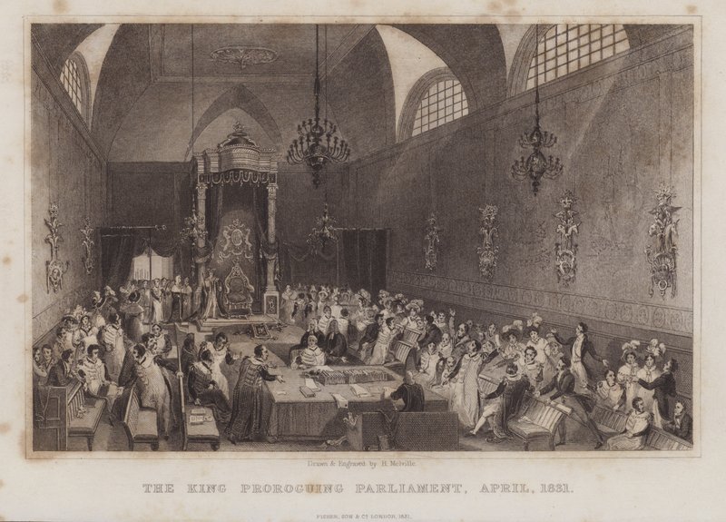 El Rey Prorrogando el Parlamento, abril de 1831 de English School