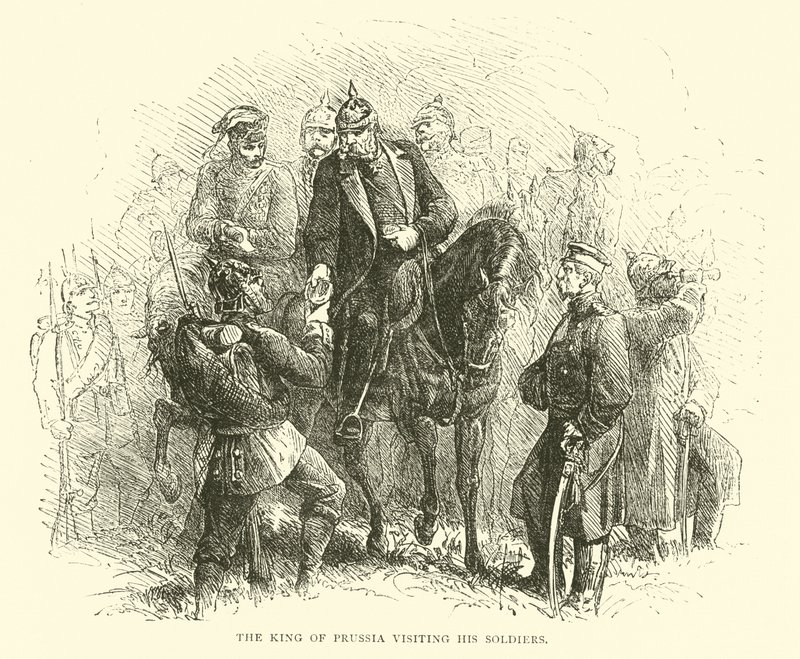 El Rey de Prusia visitando a sus soldados, agosto 1870 de English School