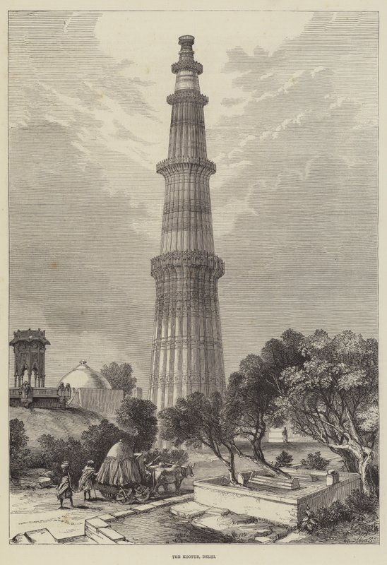 El Kootub, Delhi (grabado) de English School