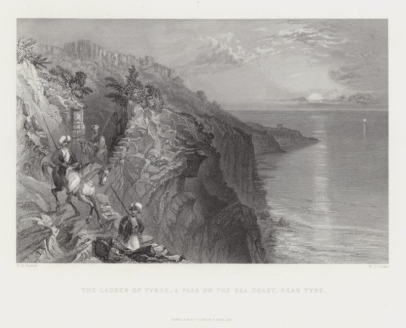 La escalera de Tiro - un paso en la costa del mar, cerca de Tiro de English School