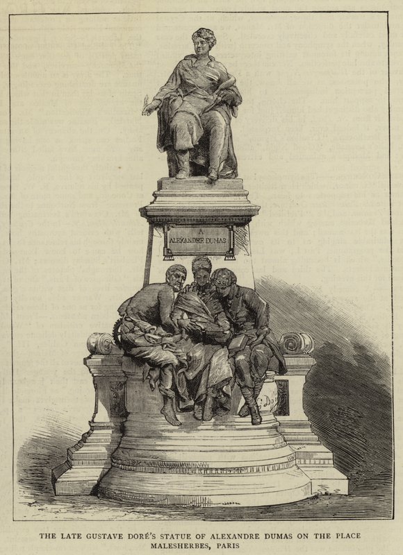 La Estatua de Alexandre Dumas del Difunto Gustave Doré en la Place Malesherbes, París de English School