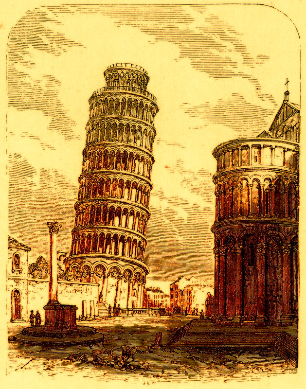 La Torre Inclinada y el Ábside de la Catedral, Pisa, ilustración de The World as it Is de George Chisholm, publicado en 1885 de English School