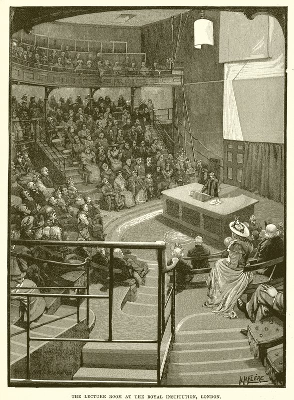 La Sala de Conferencias en la Real Institución, Londres de English School