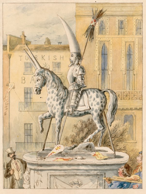 La estatua de Leicester Square 17 de octubre de 1866 de English School