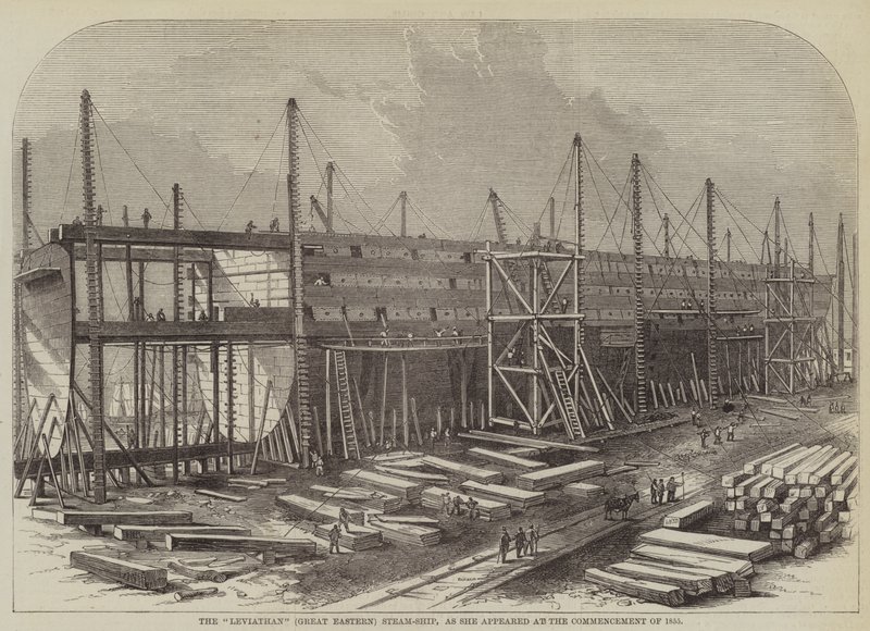 El "Leviathan" (Great Eastern) barco de vapor, como apareció al comienzo de 1855 (grabado) de English School