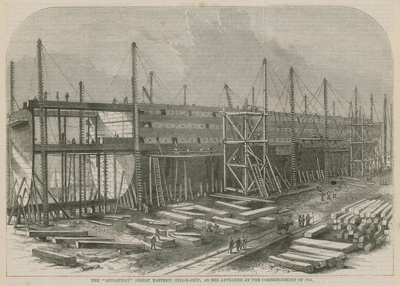 El barco de vapor Leviathan (Gran Eastern), como apareció a comienzos de 1855 de English School