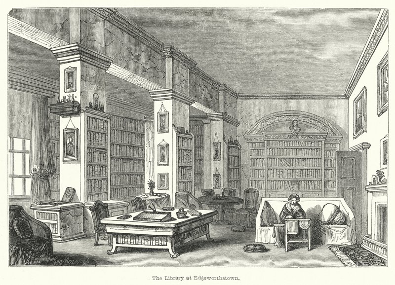 La Biblioteca en Edgeworthstown (grabado) de English School