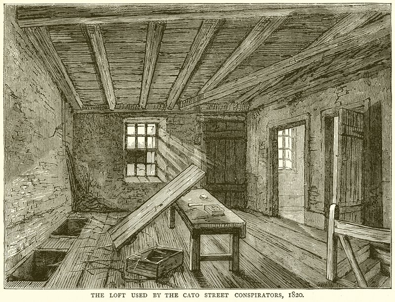 El Desván usado por los Conspiradores de Cato Street, 1820 de English School