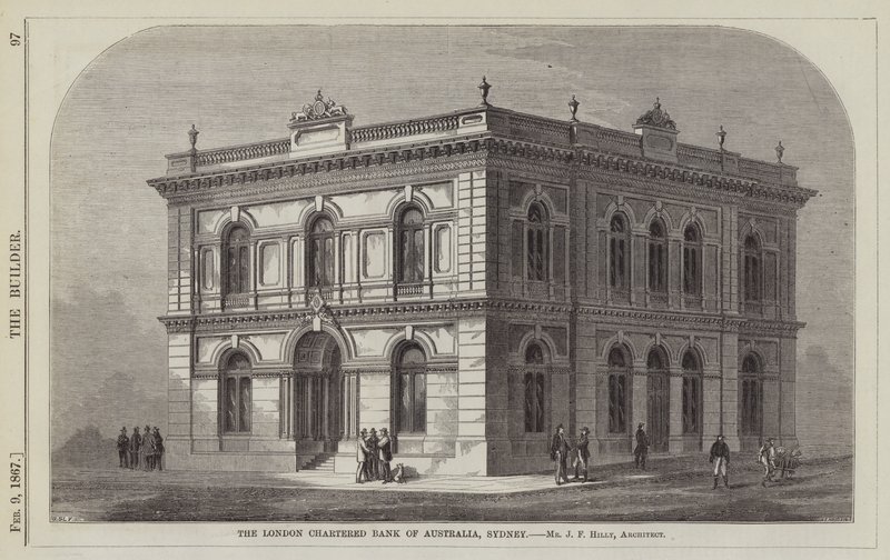El Banco Chartered de Londres de Australia, Sídney (grabado) de English School