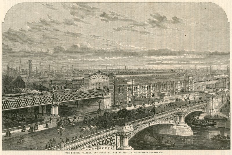 La Estación de Ferrocarril de Londres, Chatham y Dover en Blackfriars, Londres de English School