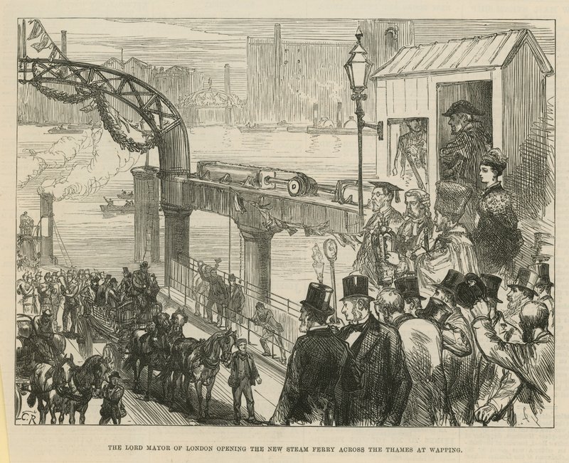 El Alcalde de Londres inaugurando el nuevo ferry de vapor en Wapping de English School